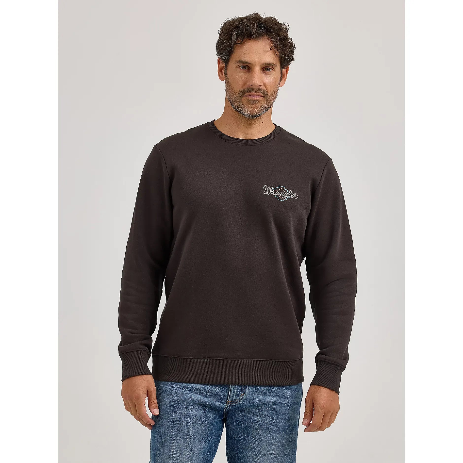 Men's Wrangler Graphic Long Sleeve Pullover-Espresso