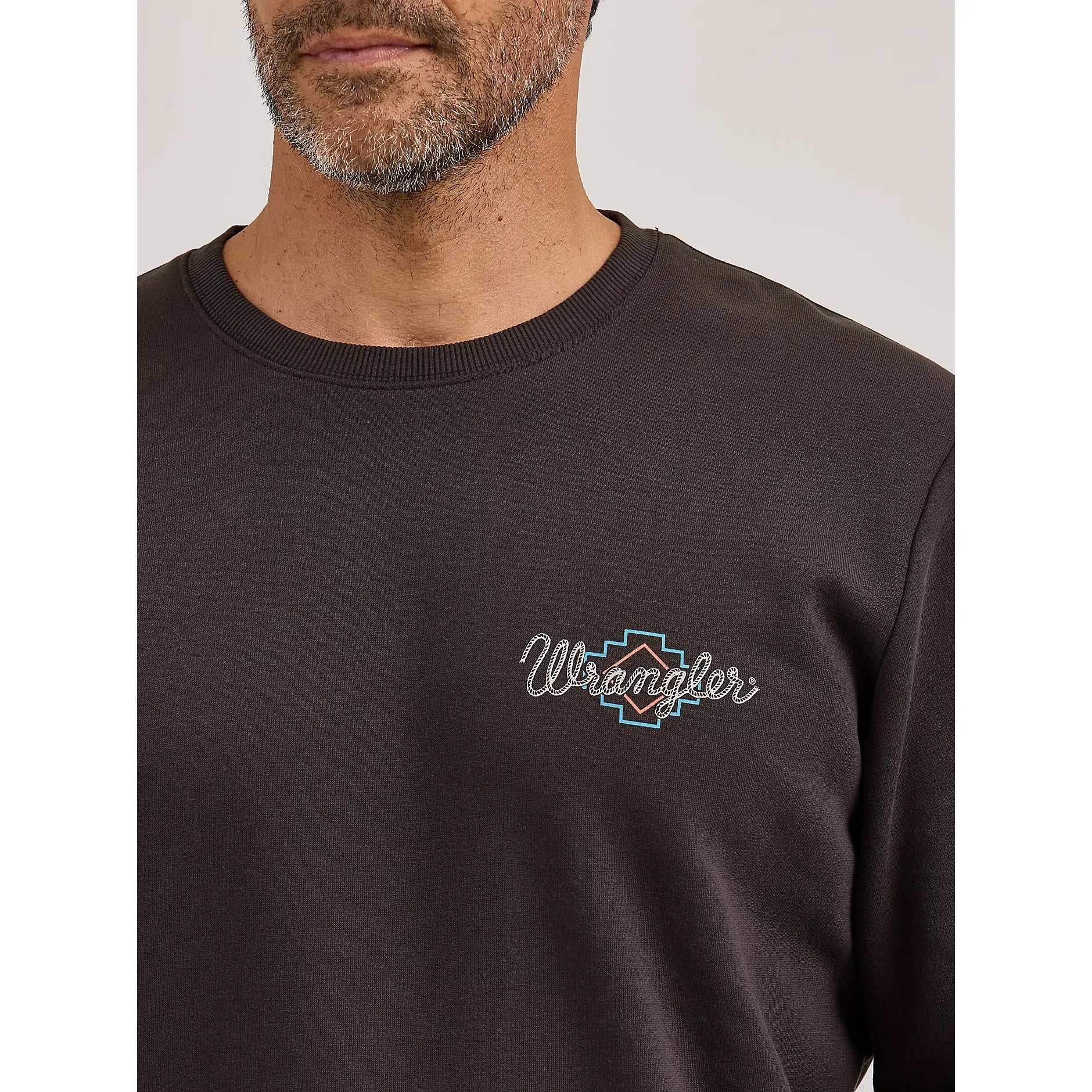 Men's Wrangler Graphic Long Sleeve Pullover-Espresso