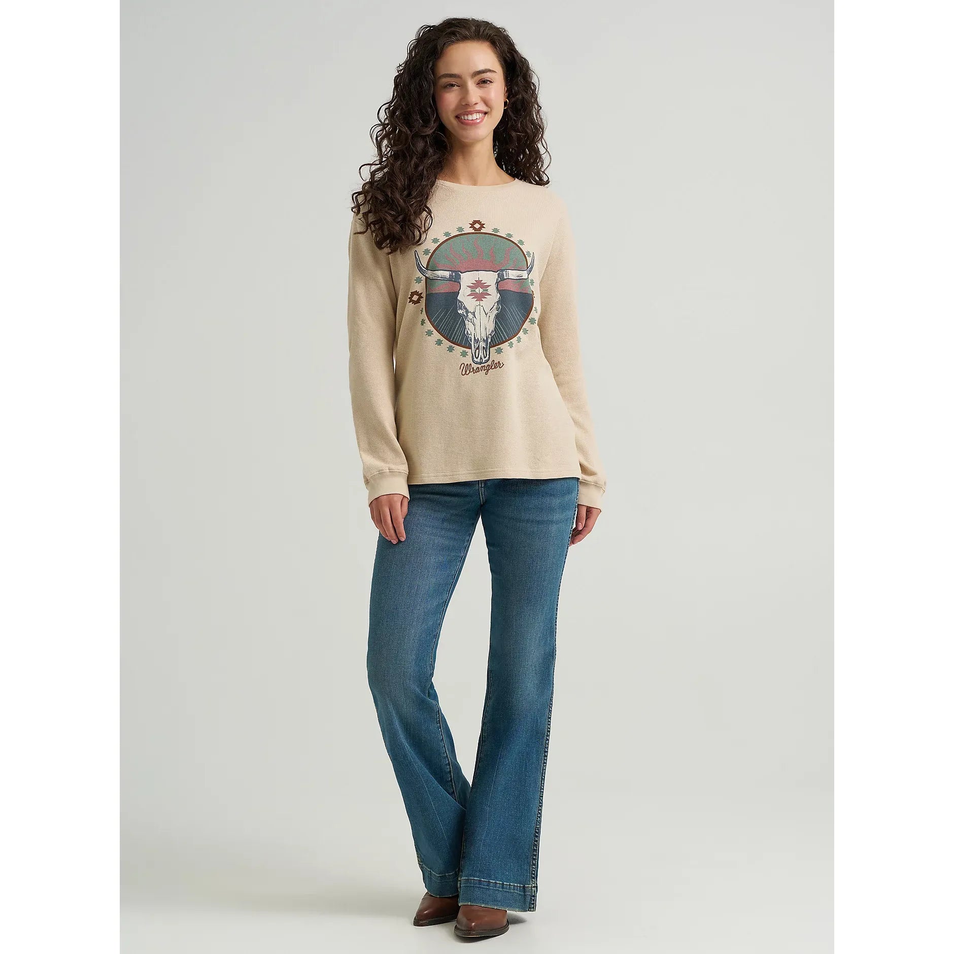 Women's Wrangler Long Sleeve Graphic Girlfriend Tee-Cement