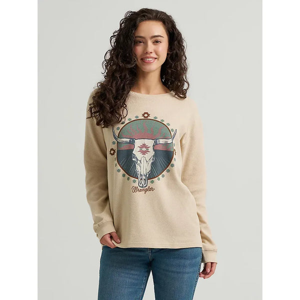 Women's Wrangler Long Sleeve Graphic Girlfriend Tee-Cement