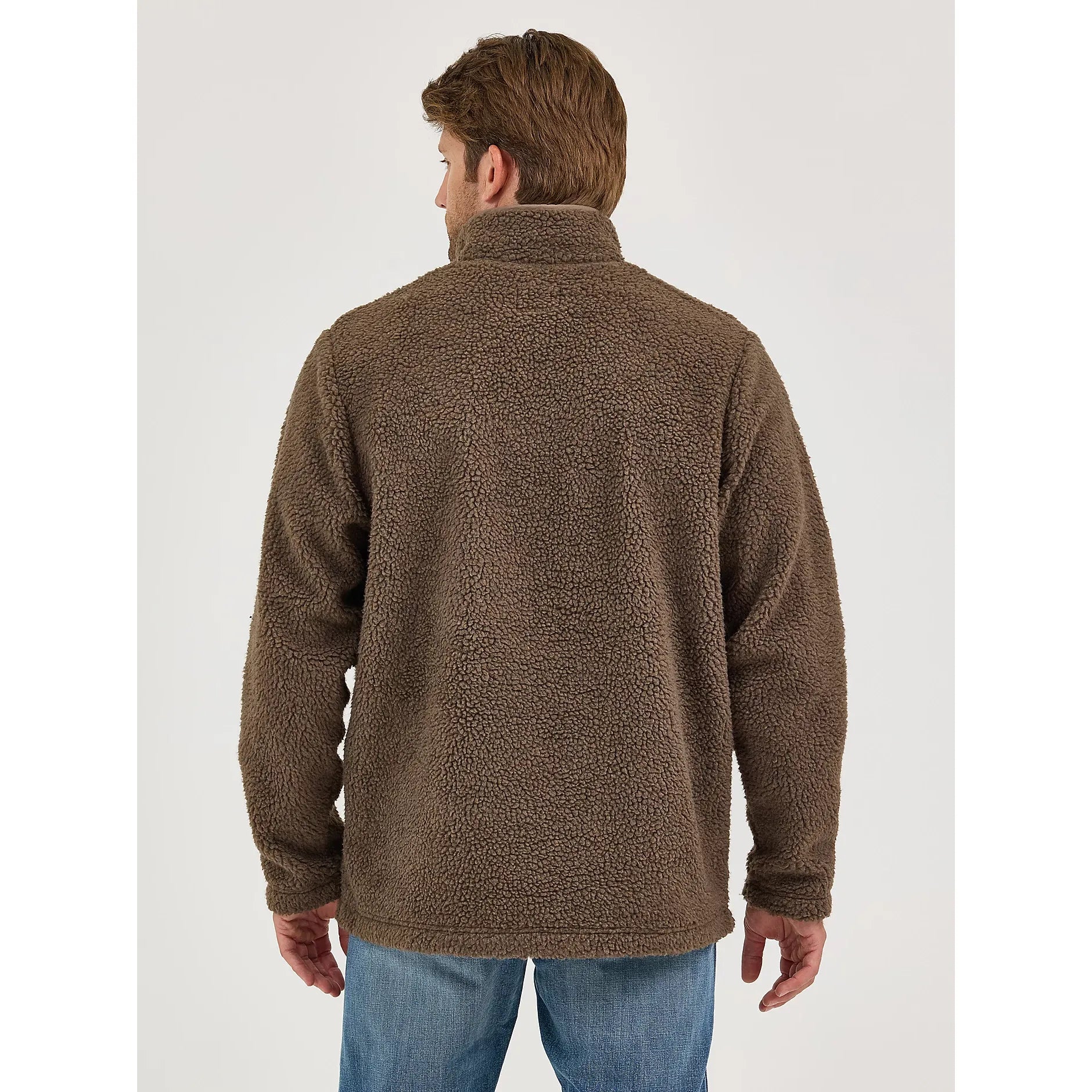 Men's Wrangler Quarter Snap Sherpa Pullover-Chocolate Chip