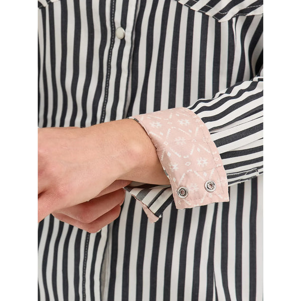 Women's Wrangler All Occasion Western Snap Shirt-Slate Strip