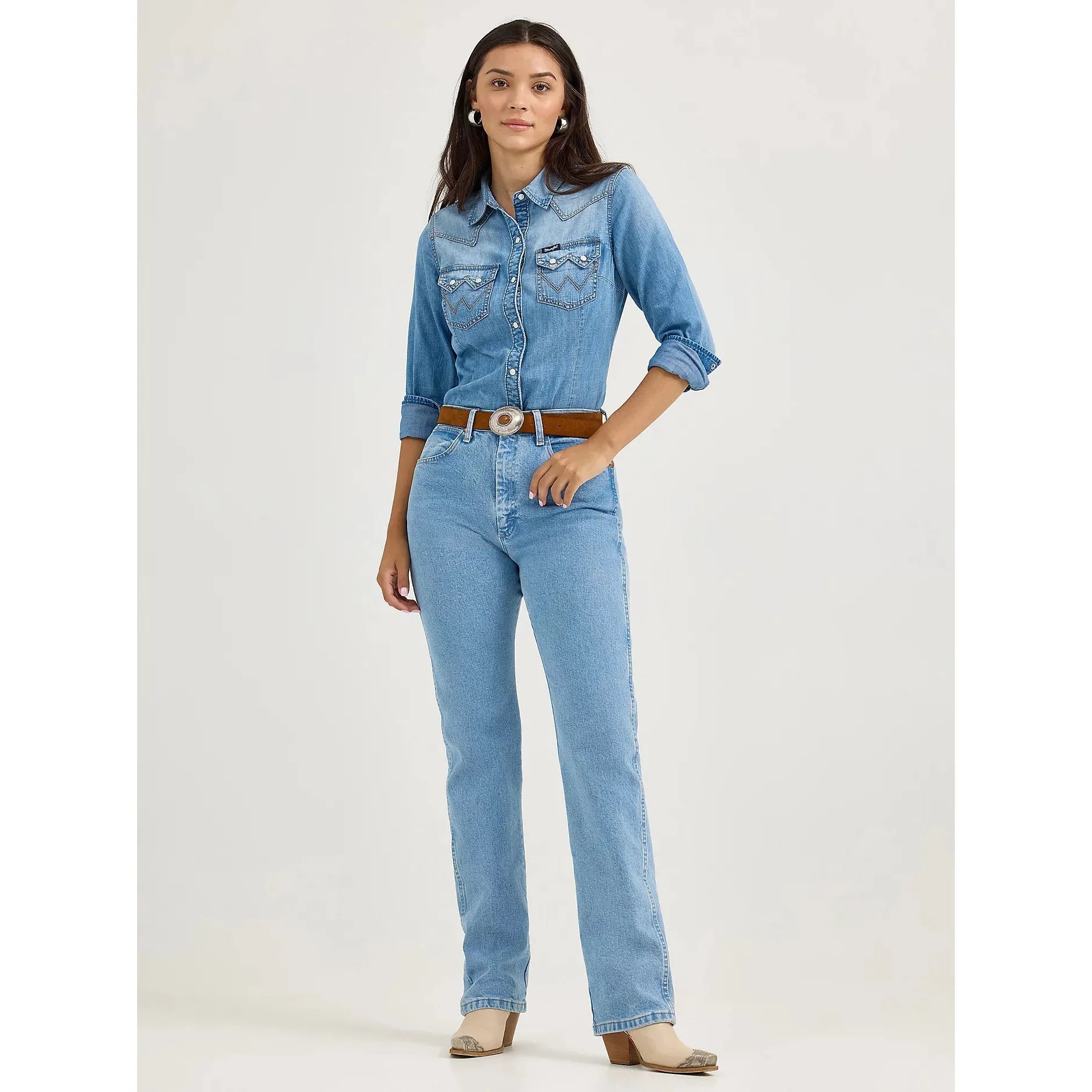 Women's Wrangler Denim Cowboy Denim Shirt-Blue Denim