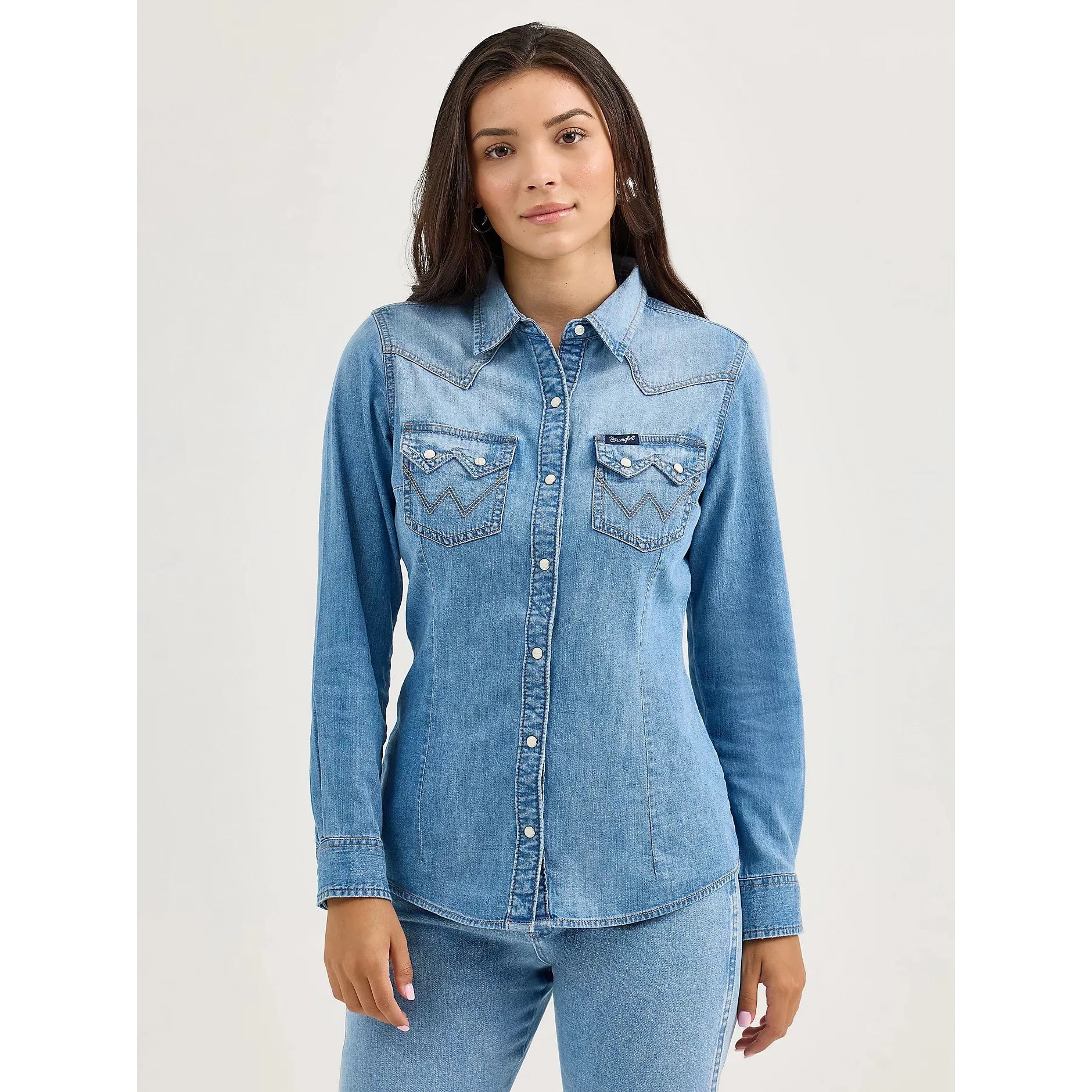 Women's Wrangler Denim Cowboy Denim Shirt-Blue Denim