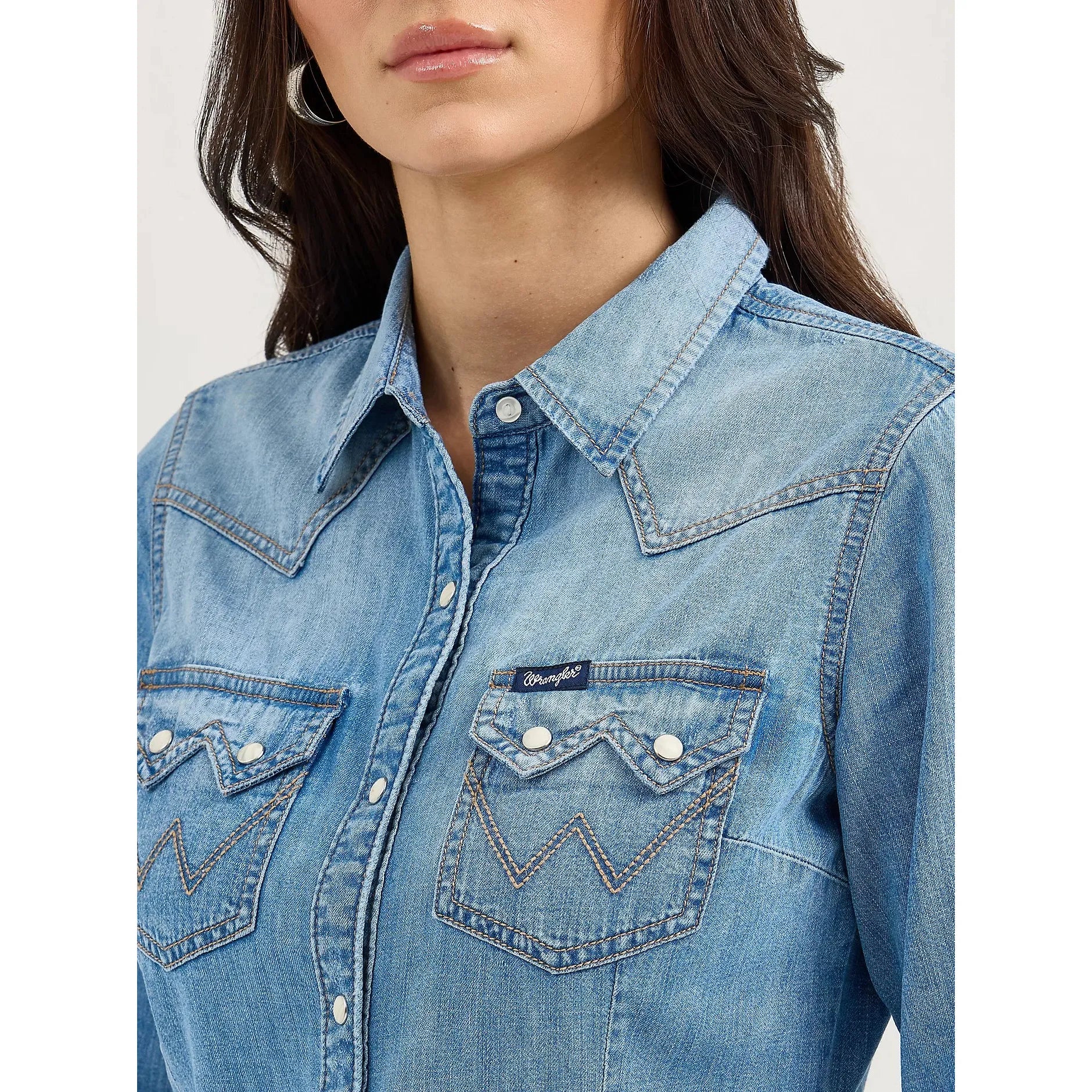 Women's Wrangler Denim Cowboy Denim Shirt-Blue Denim