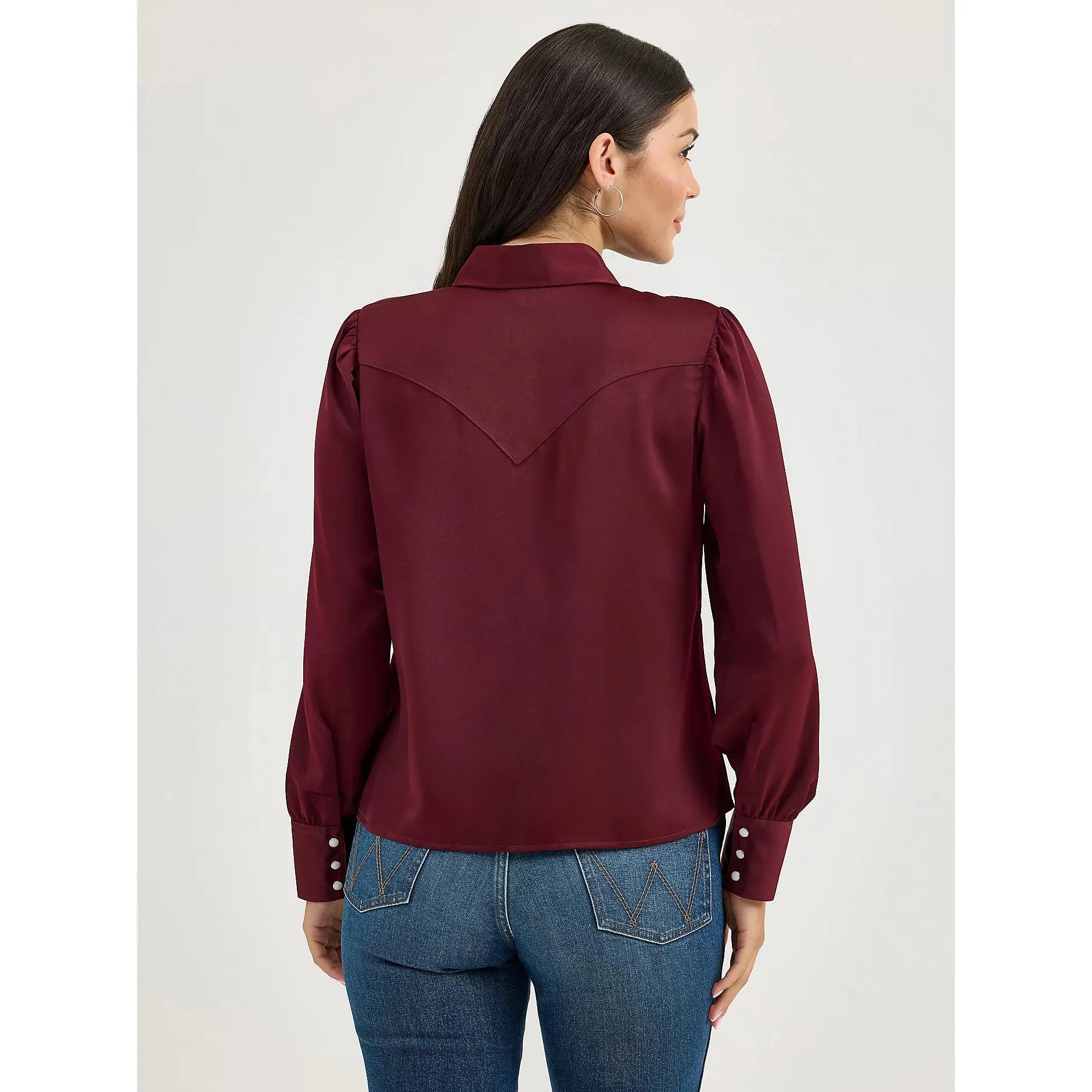 Women's Wrangler Satin Rodeo Blouse-Port