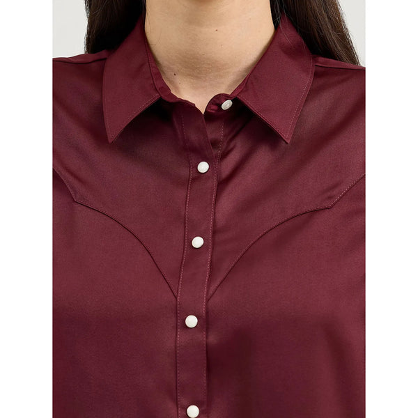 Women's Wrangler Satin Rodeo Blouse-Port