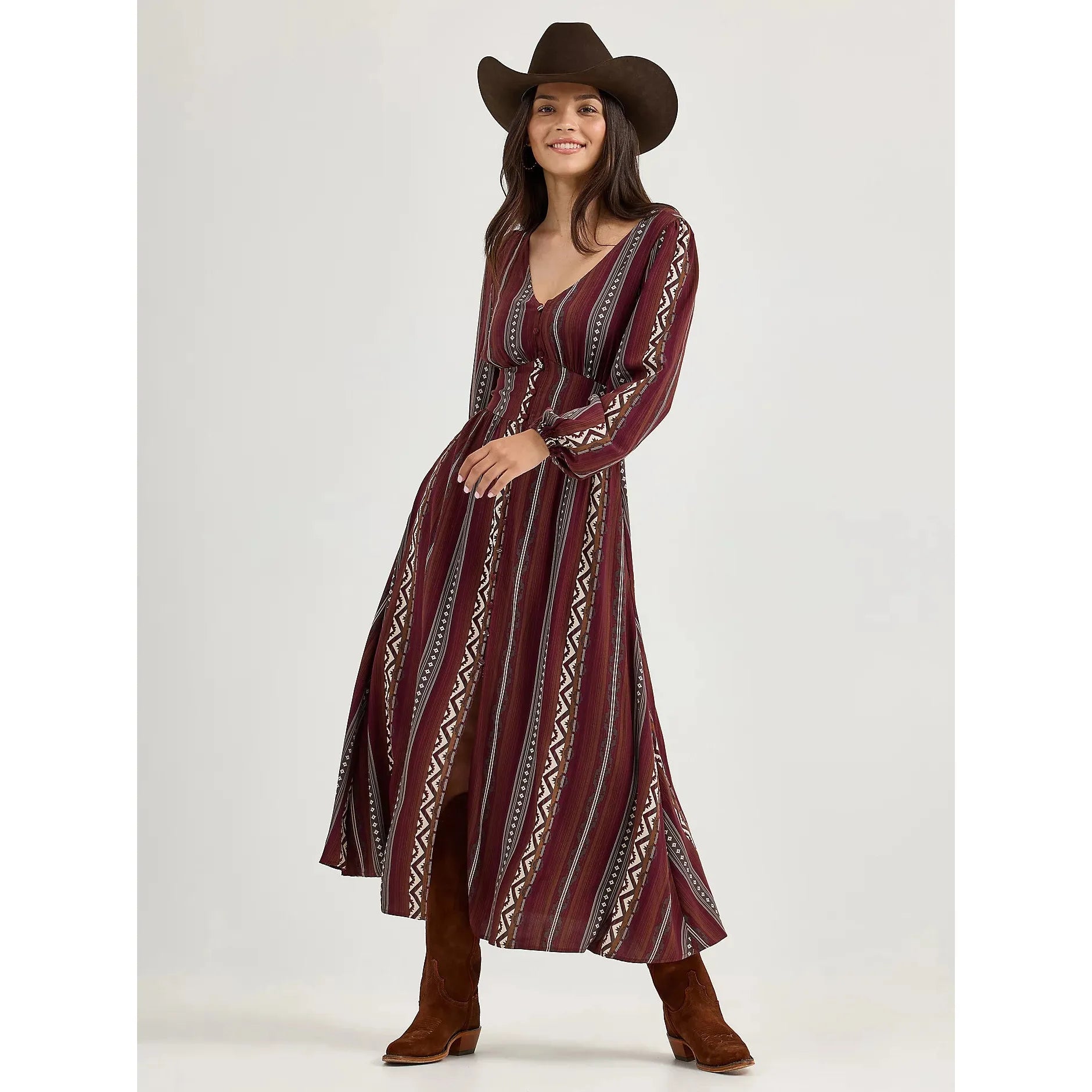 Women's Wrangler Princess Waist Button Front Maxi Dress-Port