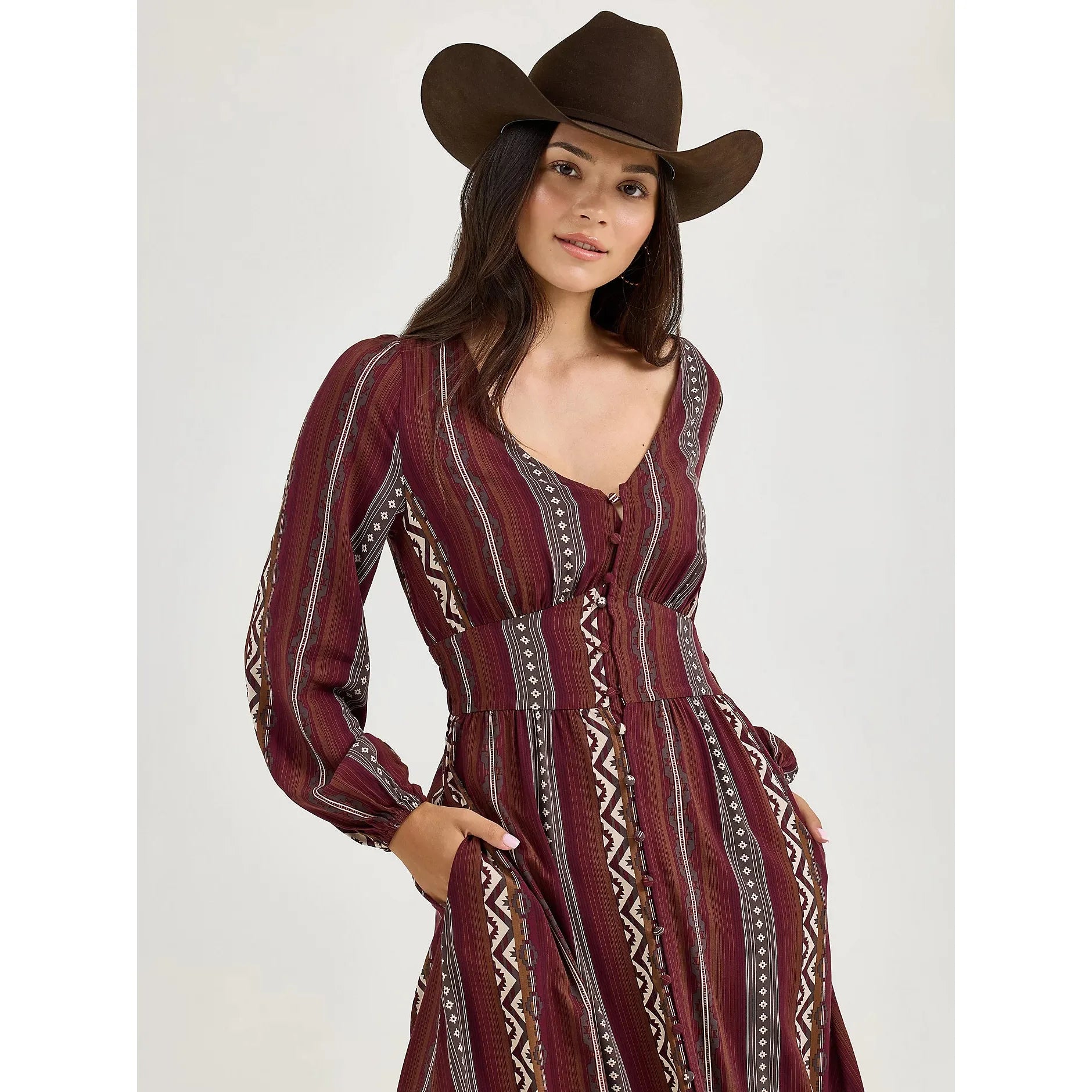 Women's Wrangler Princess Waist Button Front Maxi Dress-Port