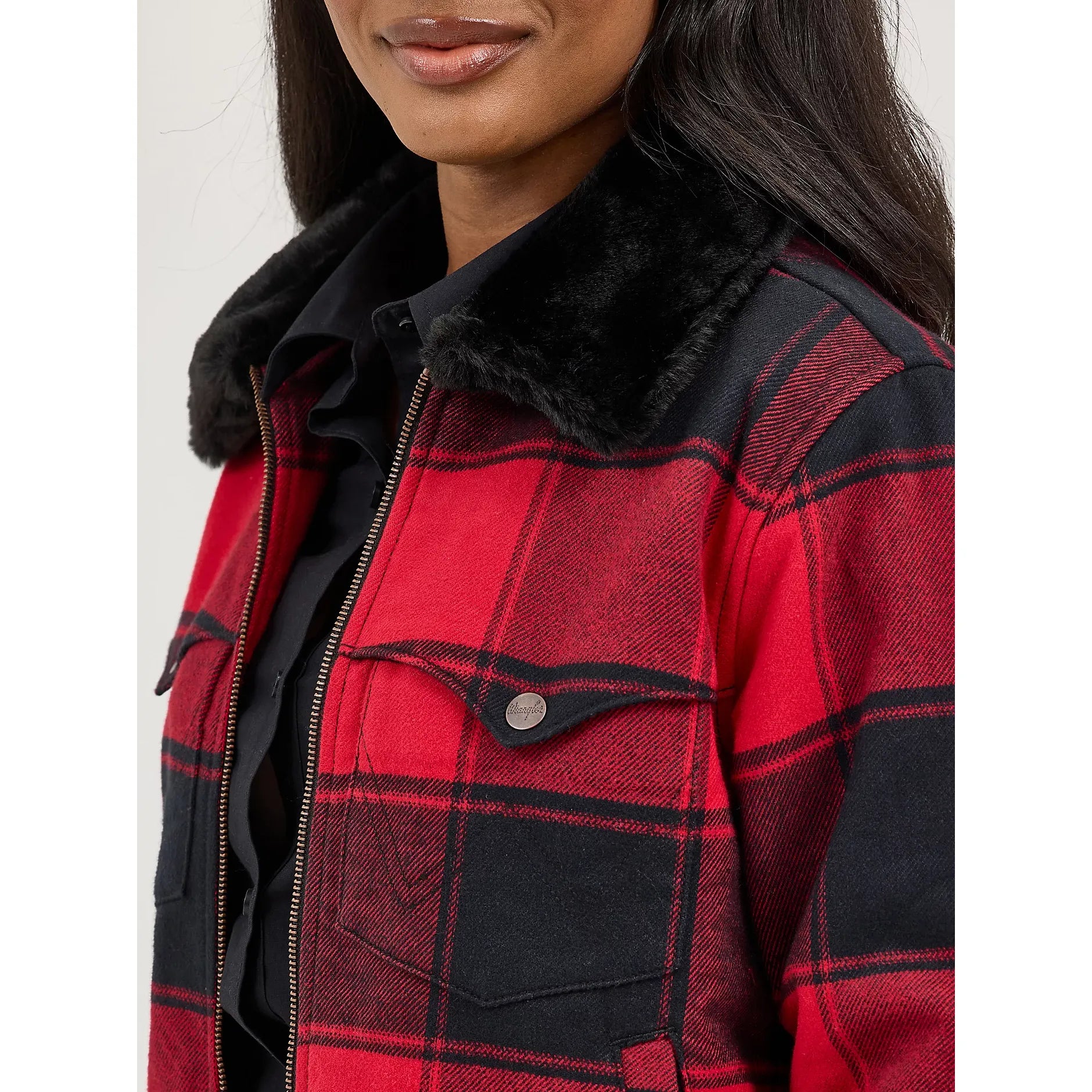 Women's Wrangler Lined Bomber Jacket-Red Buffalo
