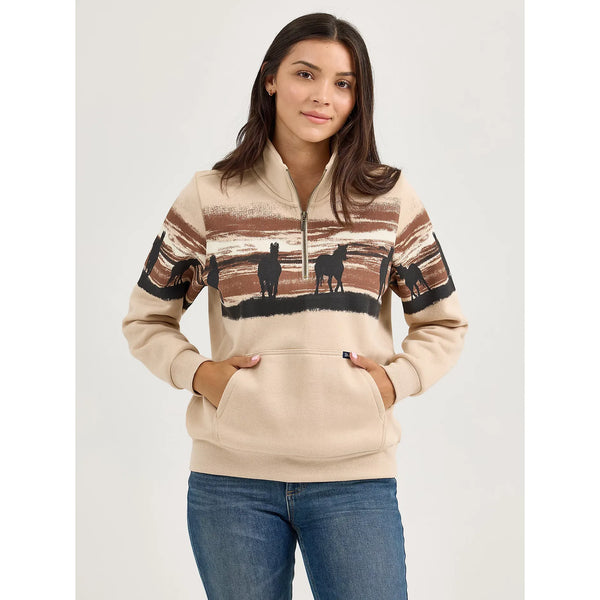 Women's Wrangler Western Quarter Zip Sweatshirt-Cream