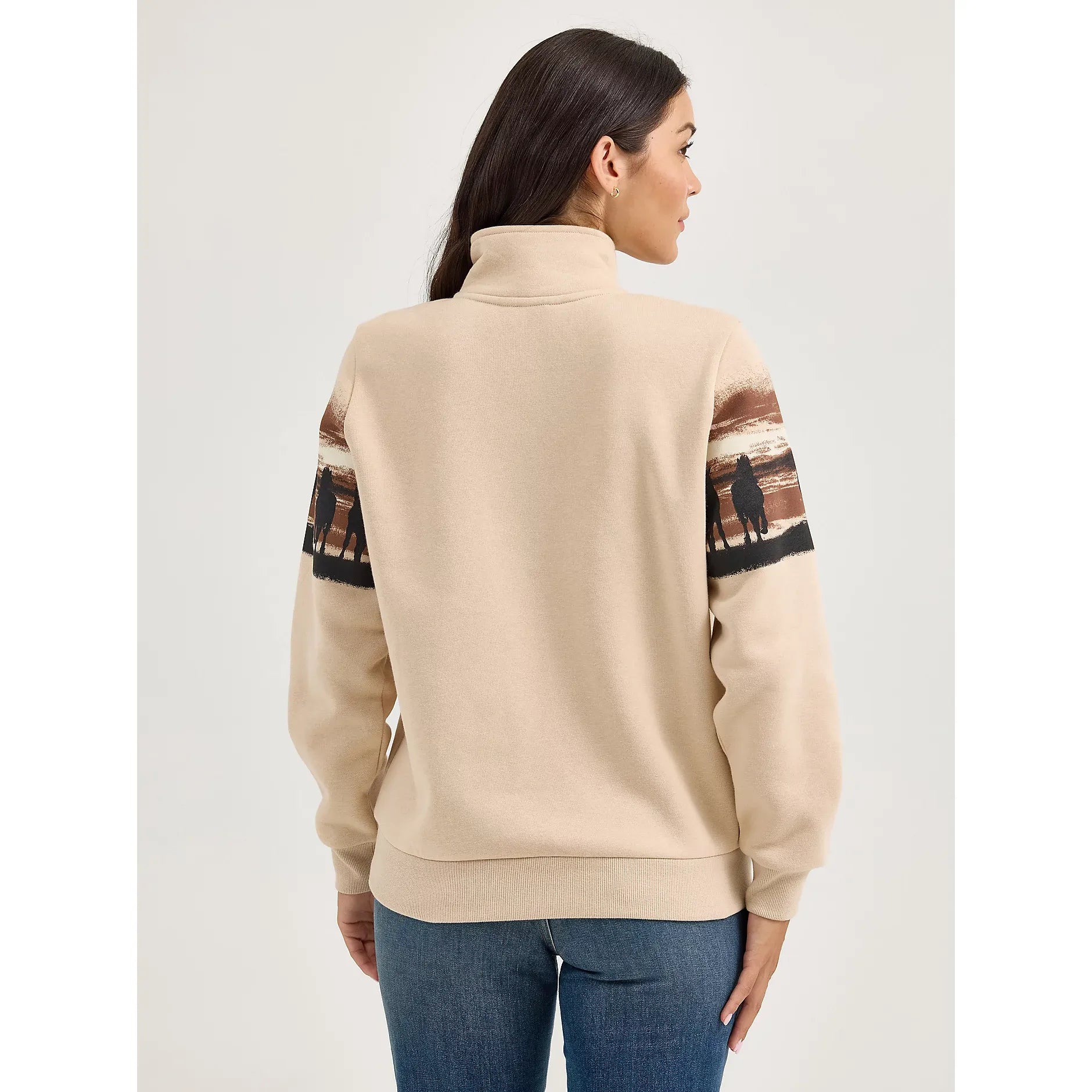 Women's Wrangler Western Quarter Zip Sweatshirt-Cream