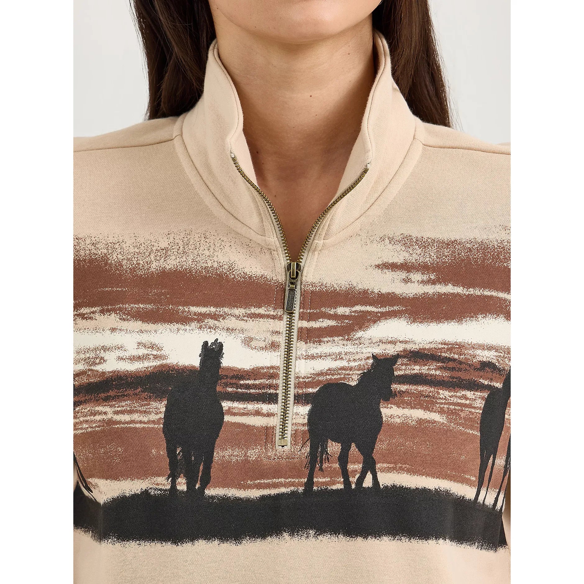 Women's Wrangler Western Quarter Zip Sweatshirt-Cream