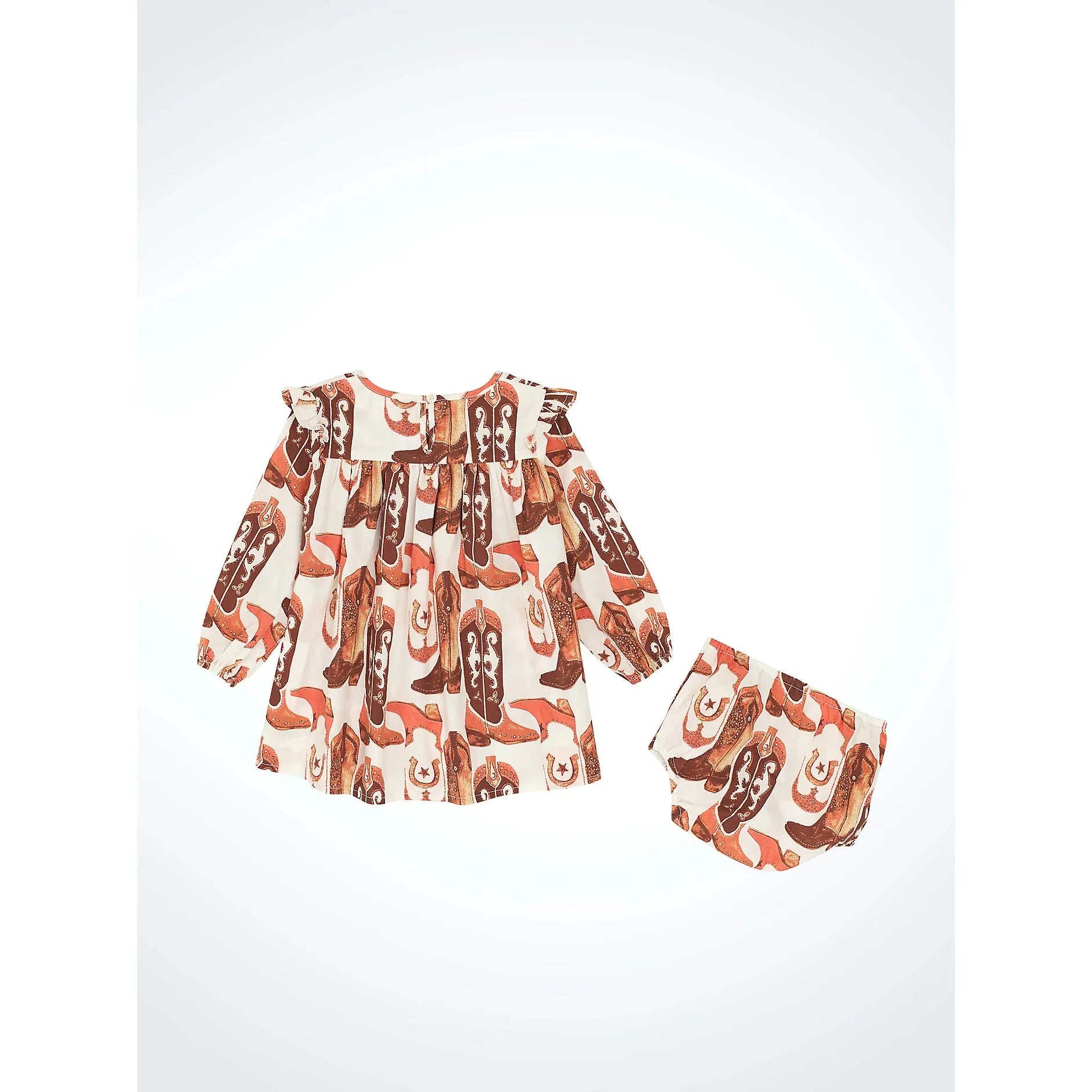 Wrangler Little Girl's Western Print Trapeze Dress-Pink Boots