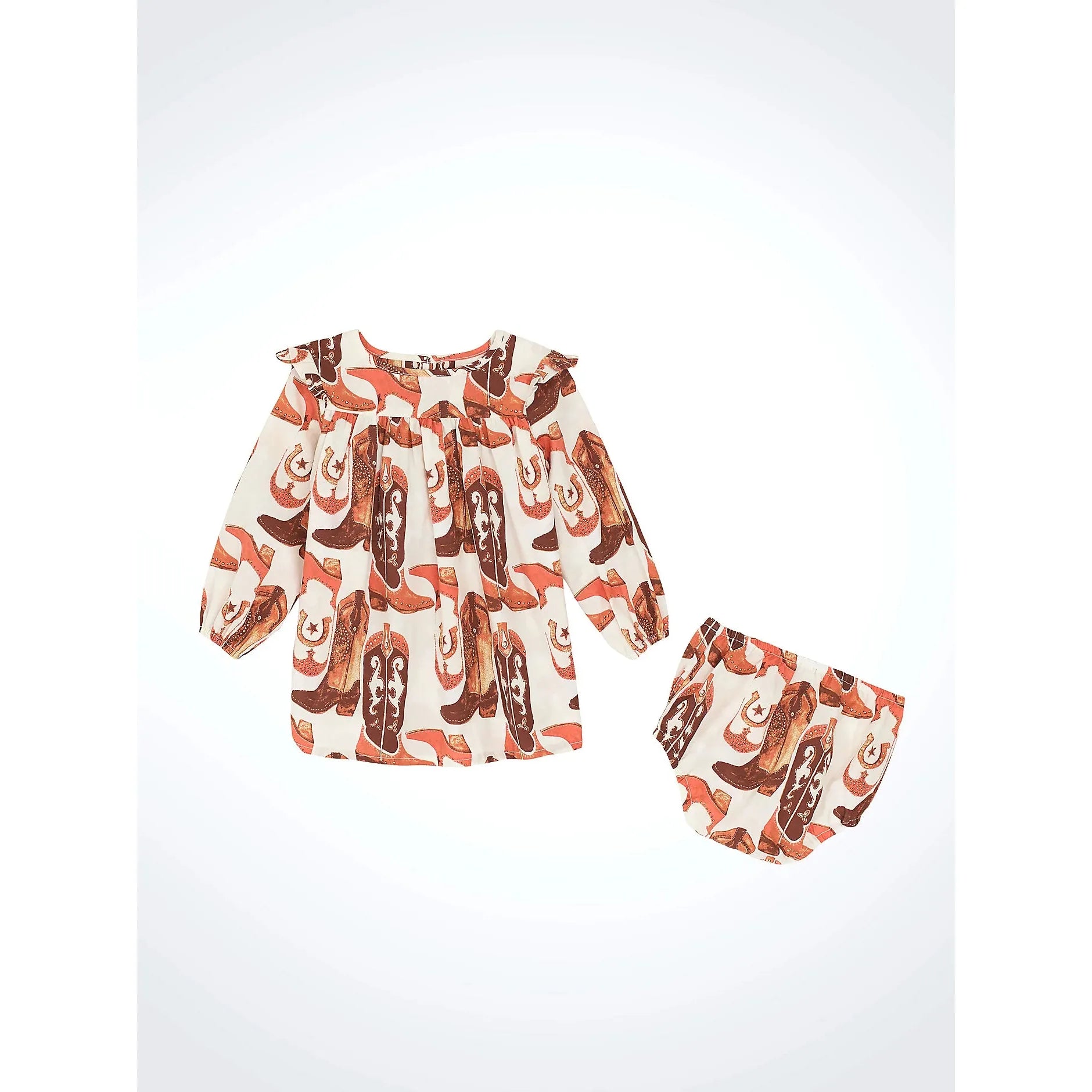 Wrangler Little Girl's Western Print Trapeze Dress-Pink Boots