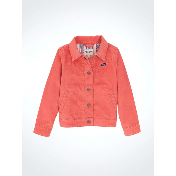 Wrangler Girl's Flannel Lined Corduroy Jacket-Coral