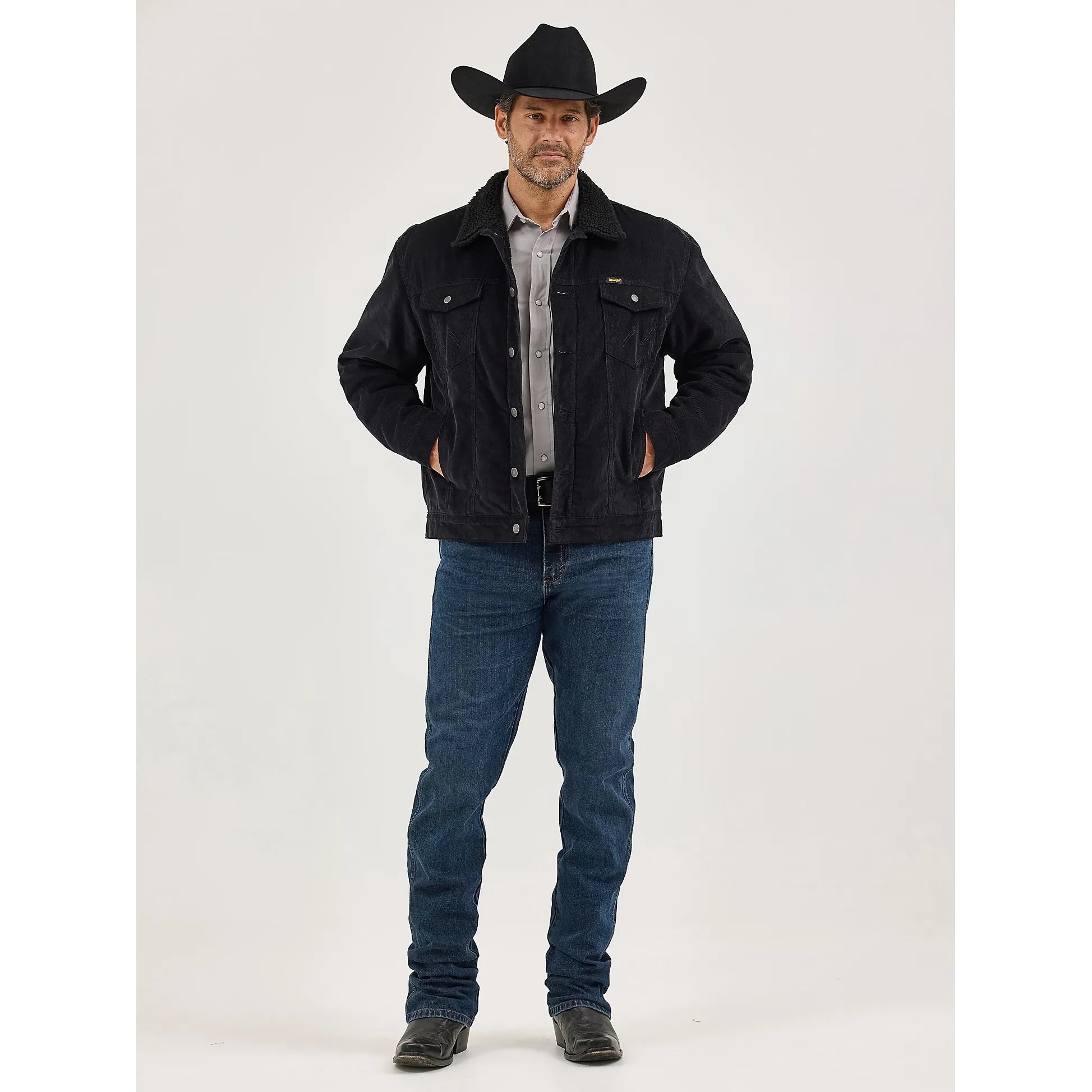Men's Wrangler® Cowboy Cut® Sherpa Lined Corduroy Jacket-Caviar
