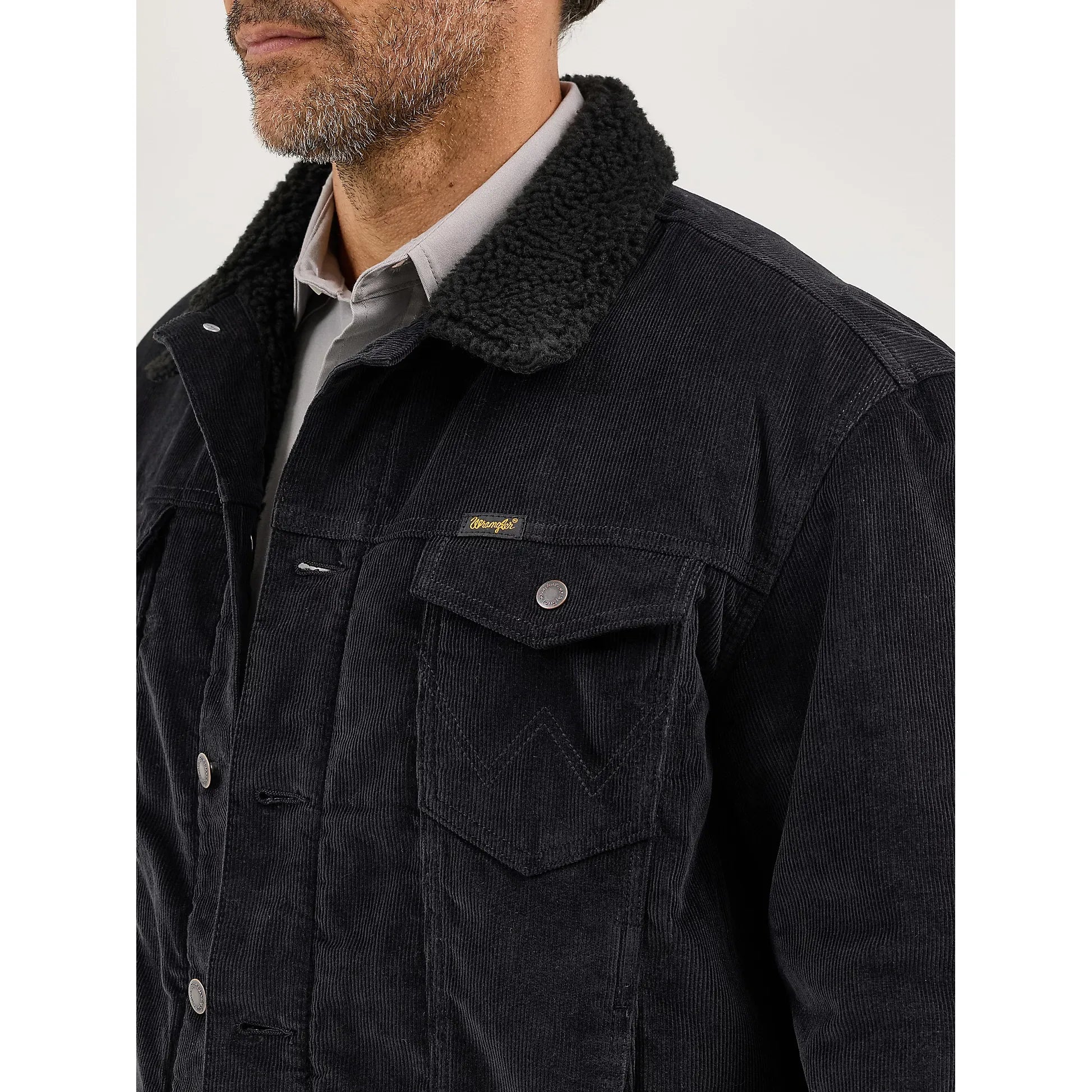 Men's Wrangler® Cowboy Cut® Sherpa Lined Corduroy Jacket-Caviar
