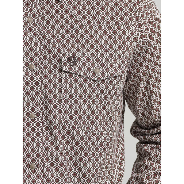 Men's Wrangler® George Strait™ Troubadour Long Sleeve Western Snap Shirt-Coffee Splash