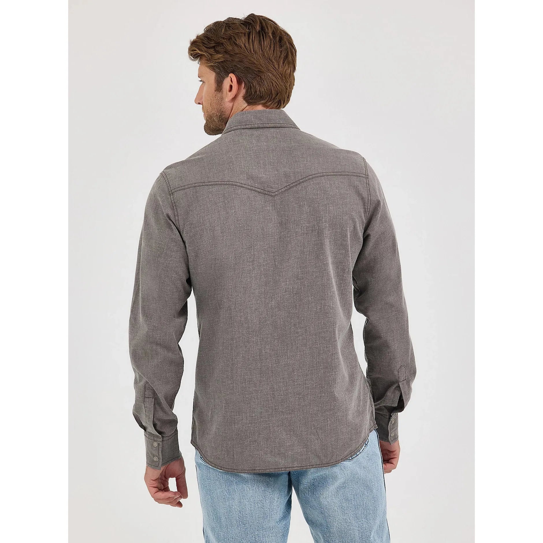 Men's Wrangler Retro Premium Western Snap Solid Shirt-Dusty Brown