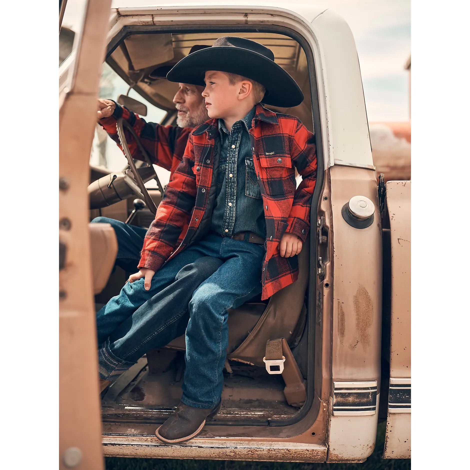Boy's Wrangler Quilt Lined Flannel Shirt Jacket-Red Buffalo