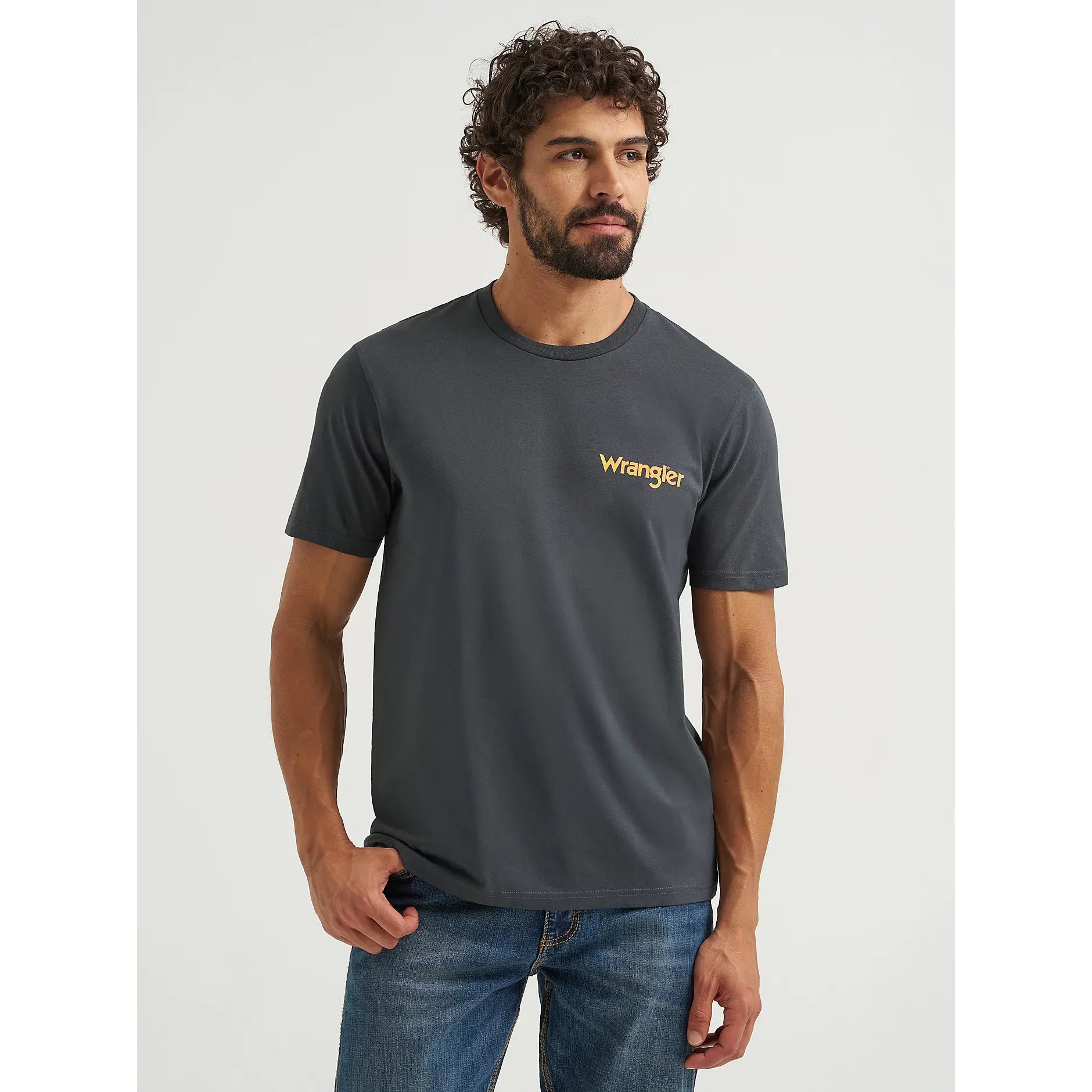 Men's Wrangler Bucking Cowboy Back Graphic T-shirt-Washed Black