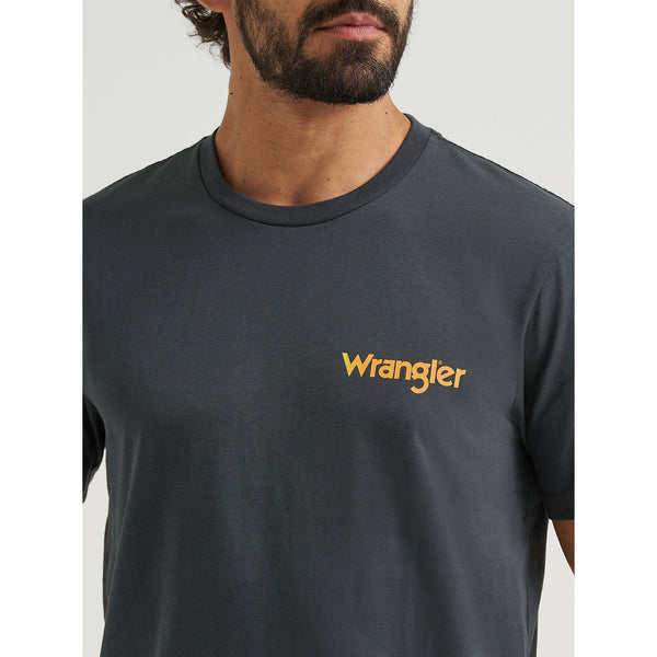 Men's Wrangler Bucking Cowboy Back Graphic T-shirt-Washed Black