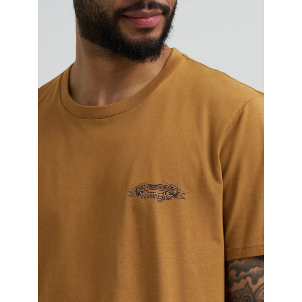 Men's Wrangler Bucking Cowboy Back Graphic T-shirt-Tobacco Brown