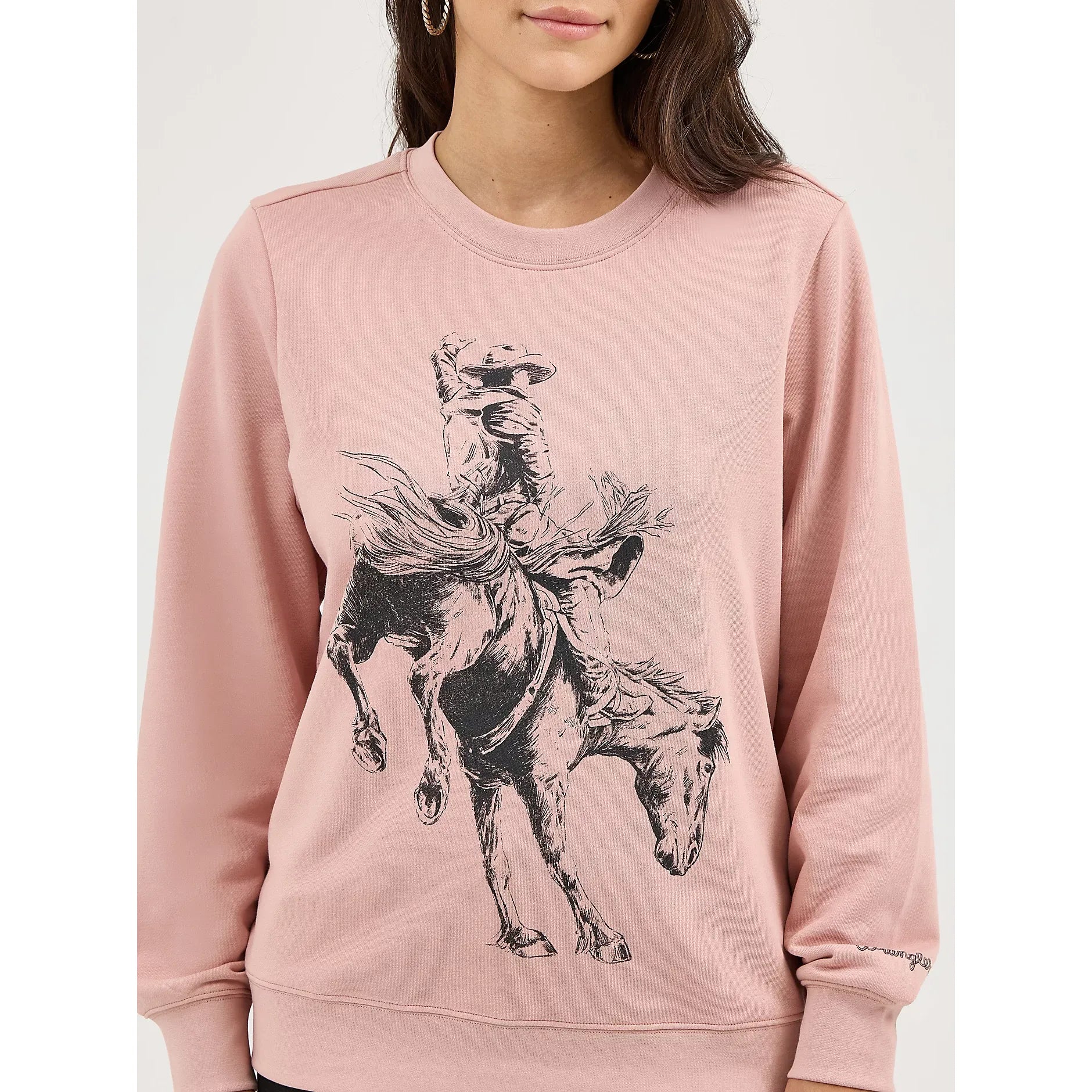 Women's Wrangler Graphic Crew Sweatshirt-Misty Rose
