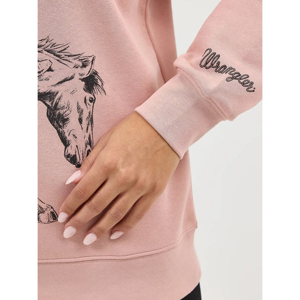 Women's Wrangler Graphic Crew Sweatshirt-Misty Rose