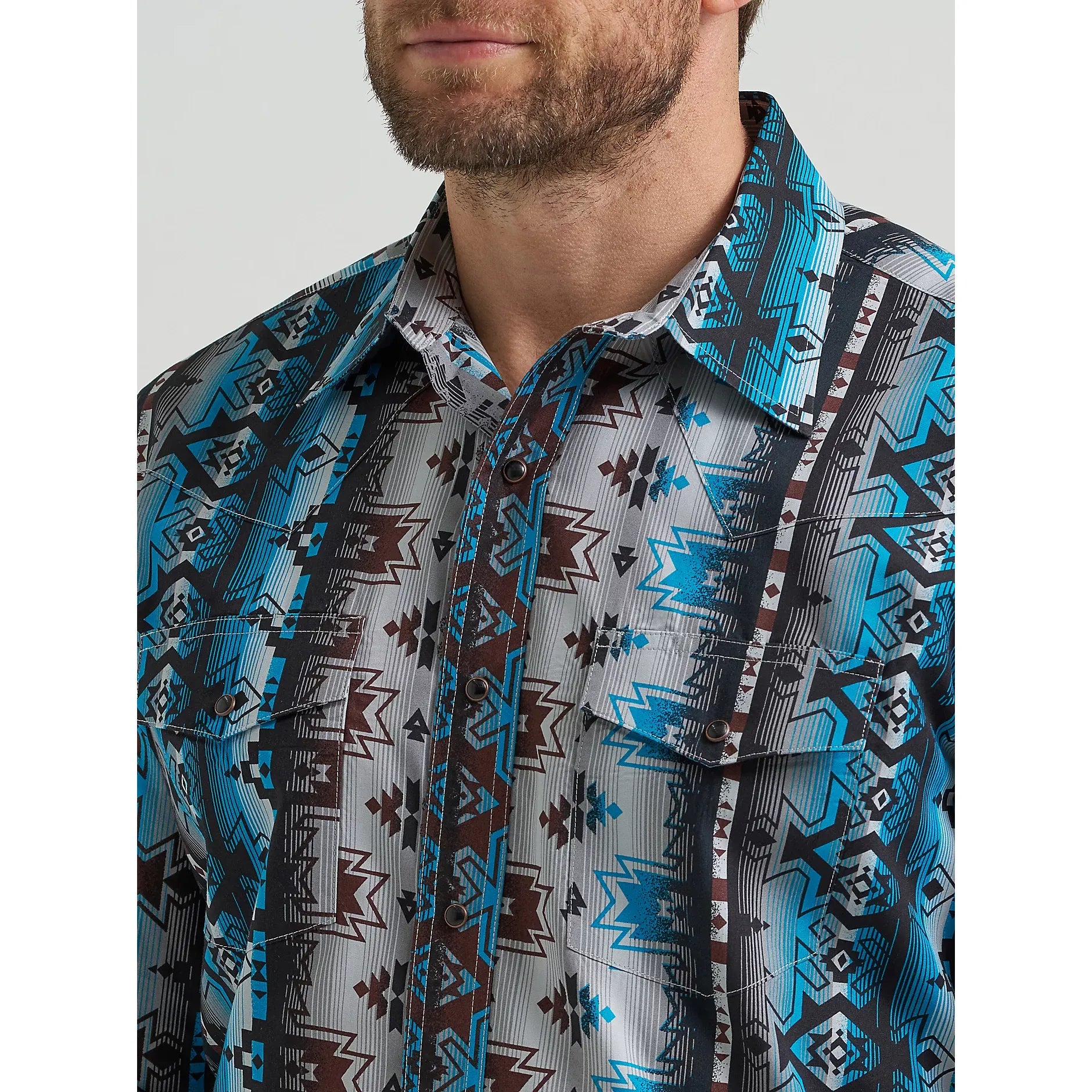 Men's Wrangler Checotah® Long Sleeve Western Snap Printed Shirt-Cloudy Burgundy