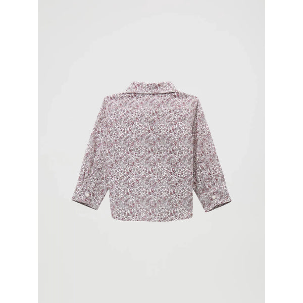 Little Boy's Wrangler Long Sleeve Print Western Snap Shirt-Burgandy Paisley