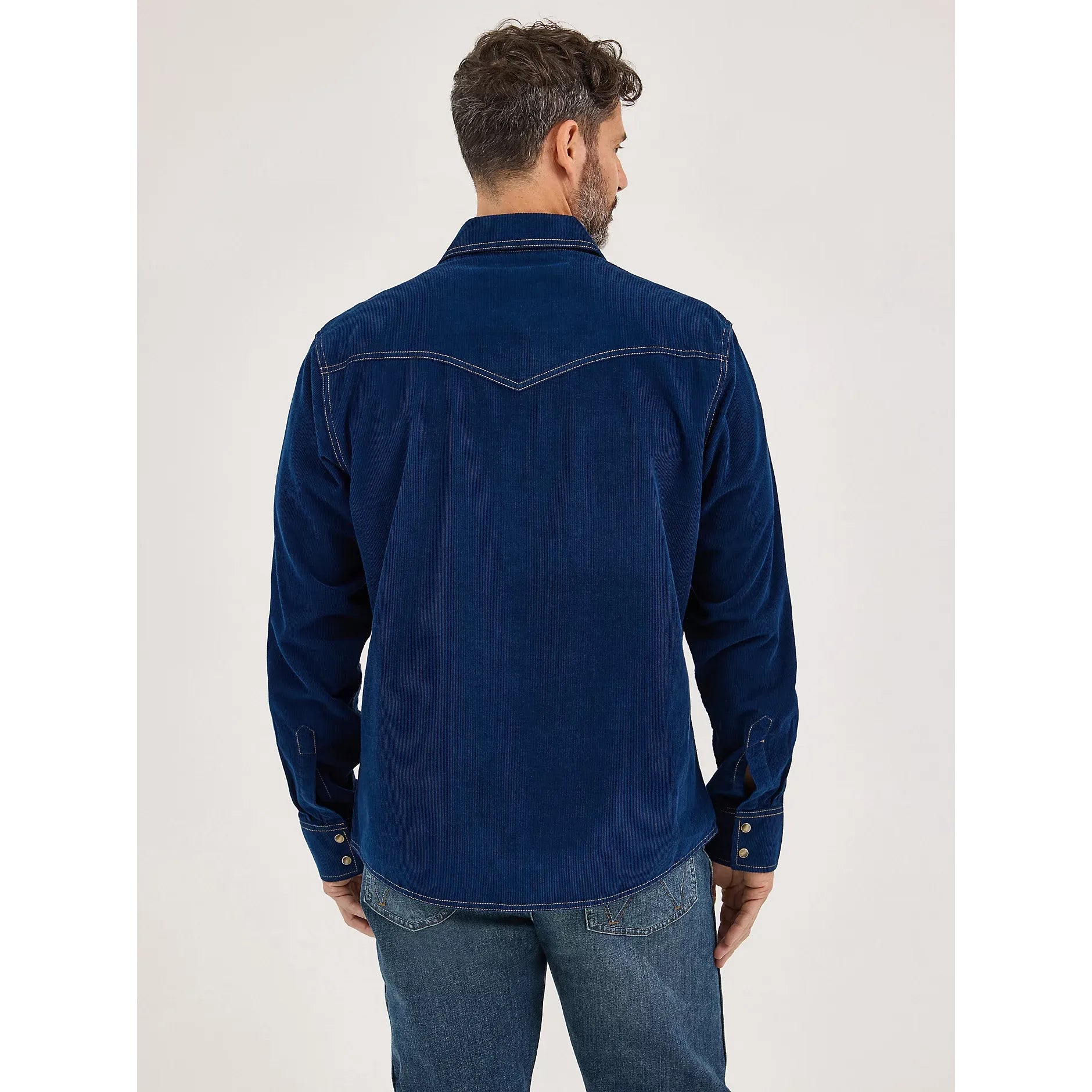 Men's Wrangler Retro® Premium Long Sleeve Western Snap Solid Shirt-Rich Navy