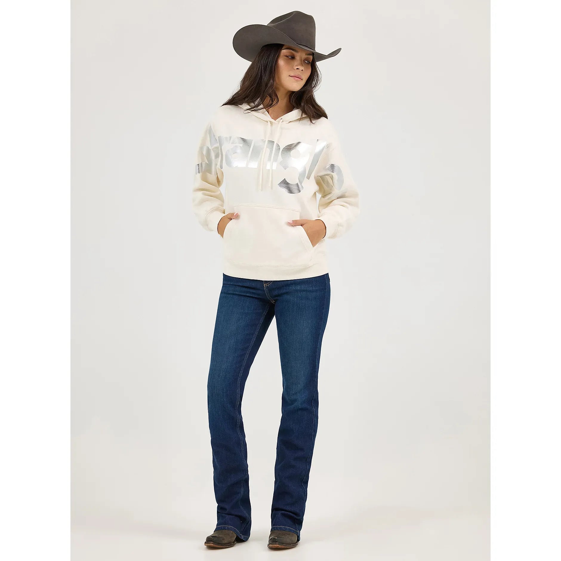 Women's Wrangler Bold Logo Hoodie in Icy White