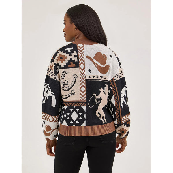 Women's Wrangler Cropped Cardigan Sweater-Brown