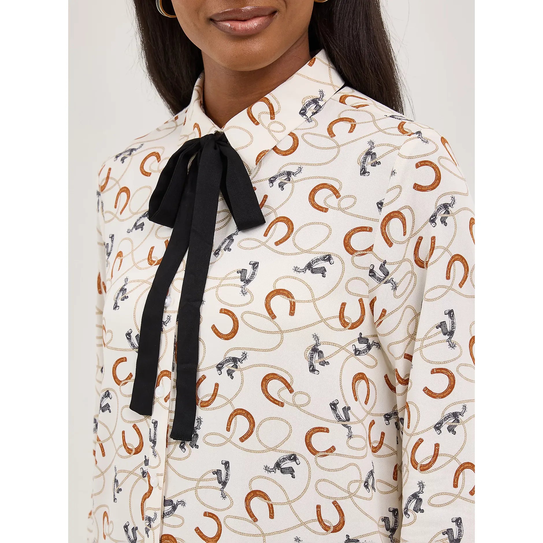 Women's Wrangler Tie Neck Blouse-White