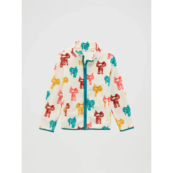 Wrangler Girl's Western Full Zip Fleece Jacket-Saddle White