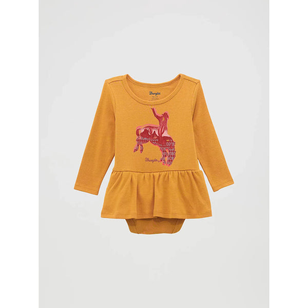Wrangler Baby Girl's Horse Graphic Skirted Bodyshirt-Mustard