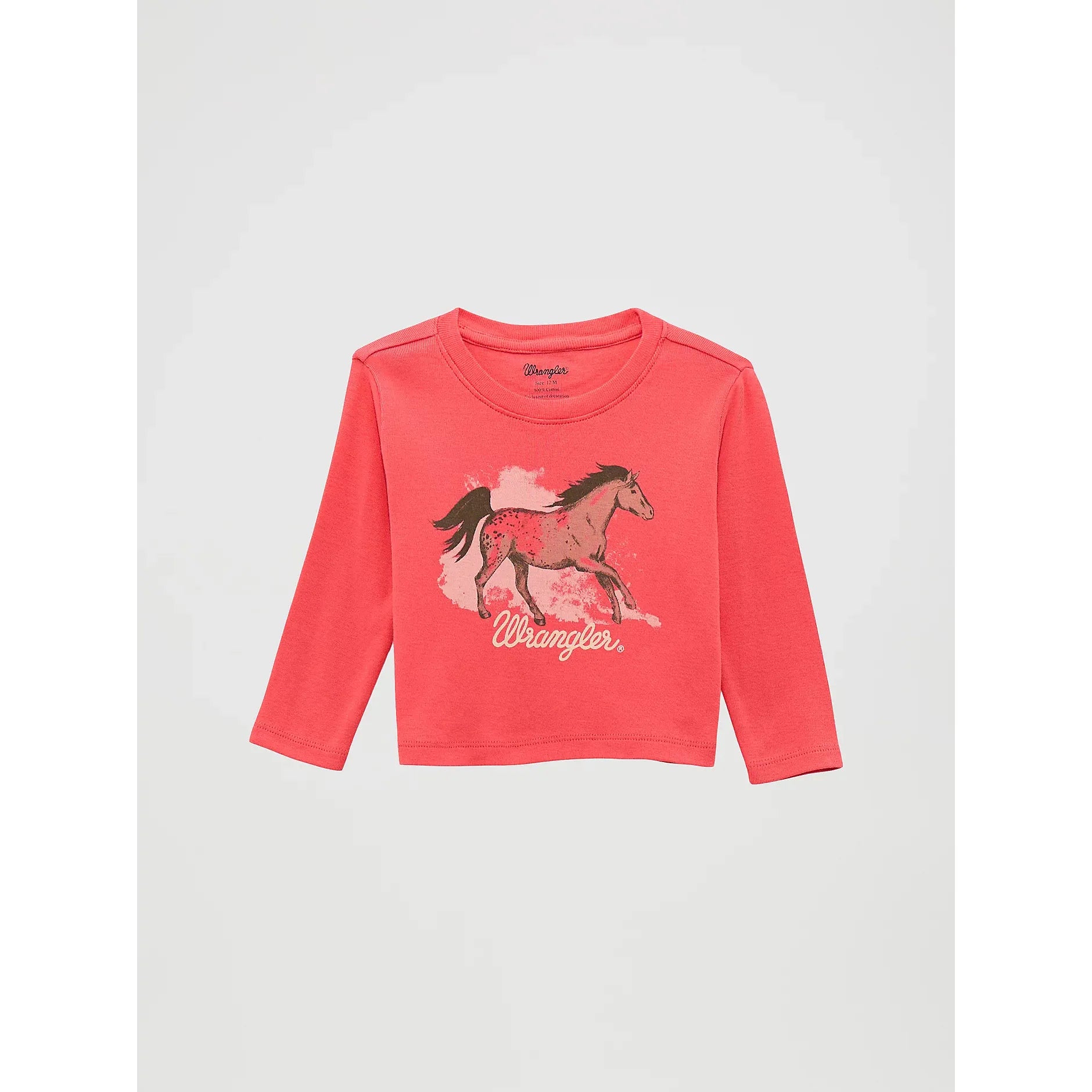 Wrangler Little Girl's Western Graphic Long Sleeve Tee-Pink Horse