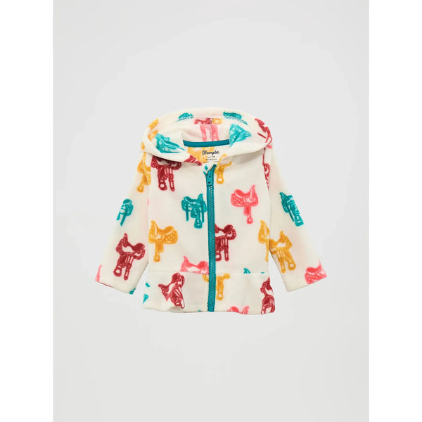 Wrangler Little Girl's Western Full Zip Fleece Jacket-White