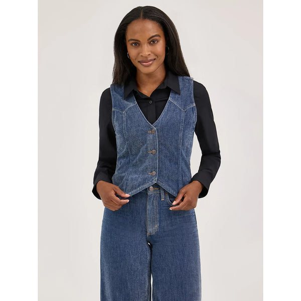 Women's Wrangler Airy Denim Vest-Blue