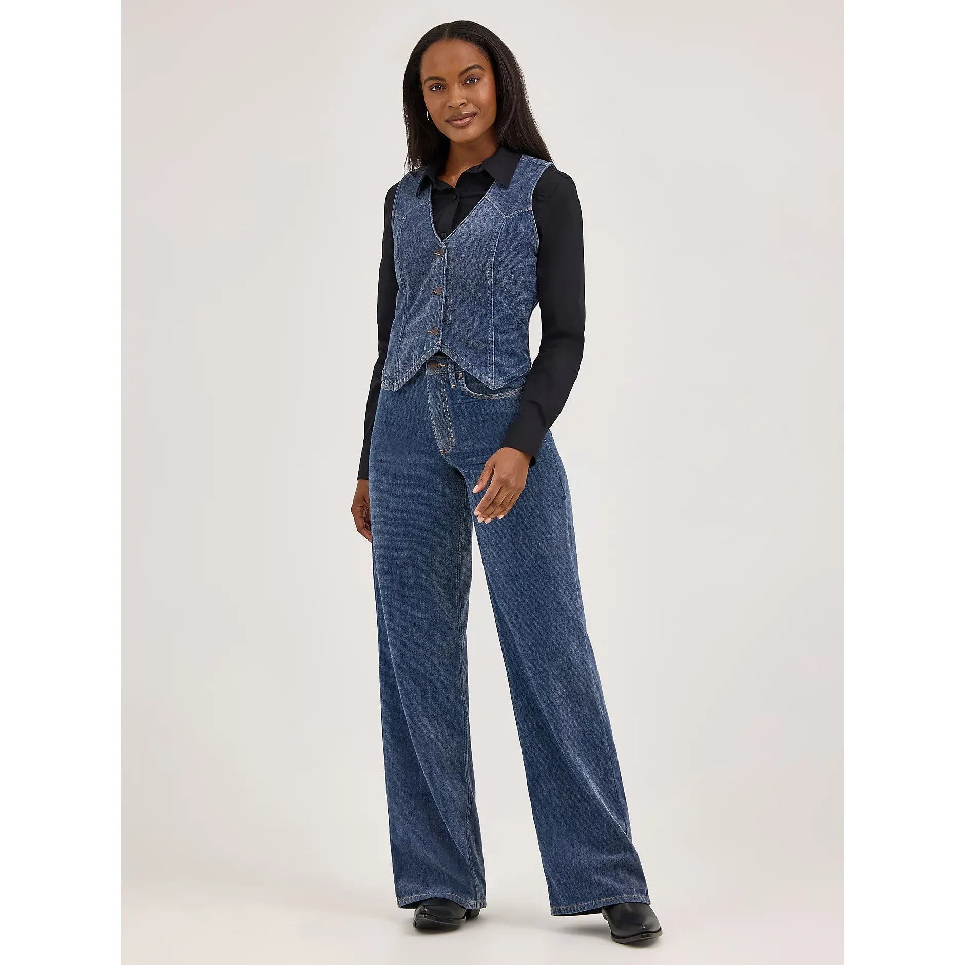 Women's Wrangler Airy Denim Vest-Blue