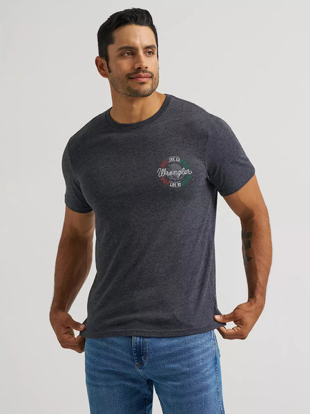 Men's Wrangler  Vivan Los Vaqueros Back Graphic T-Shirt-Jet Black Heather