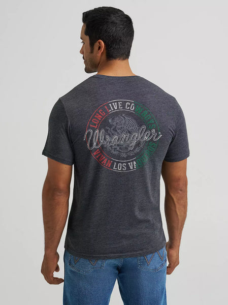 Men's Wrangler  Vivan Los Vaqueros Back Graphic T-Shirt-Jet Black Heather