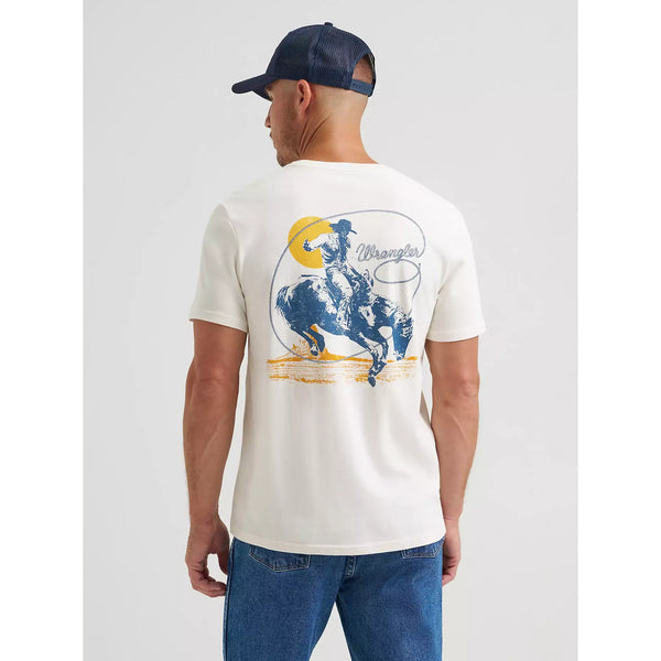 Men's Wrangler Lassoing Cowboy Back Graphic T-Shirt-Whisper White