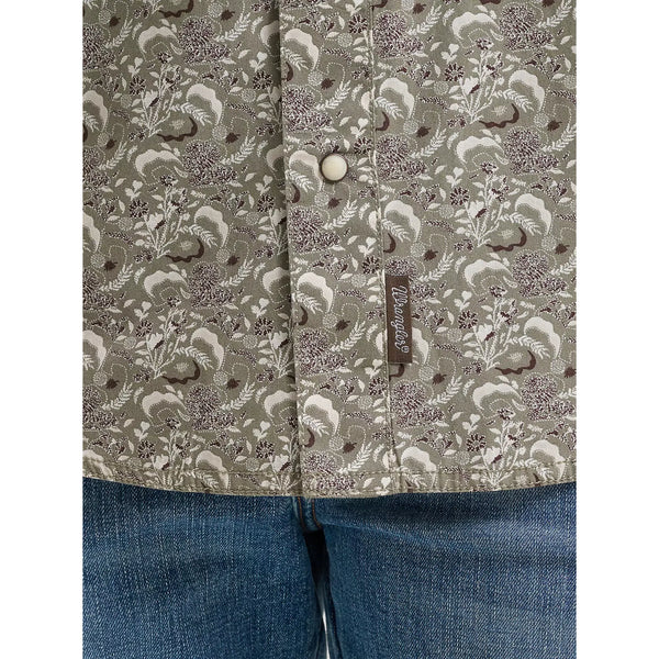 Men's Wrangler Retro Premium Long Sleeve Western Snap Printed Shirt-Taupe Feather