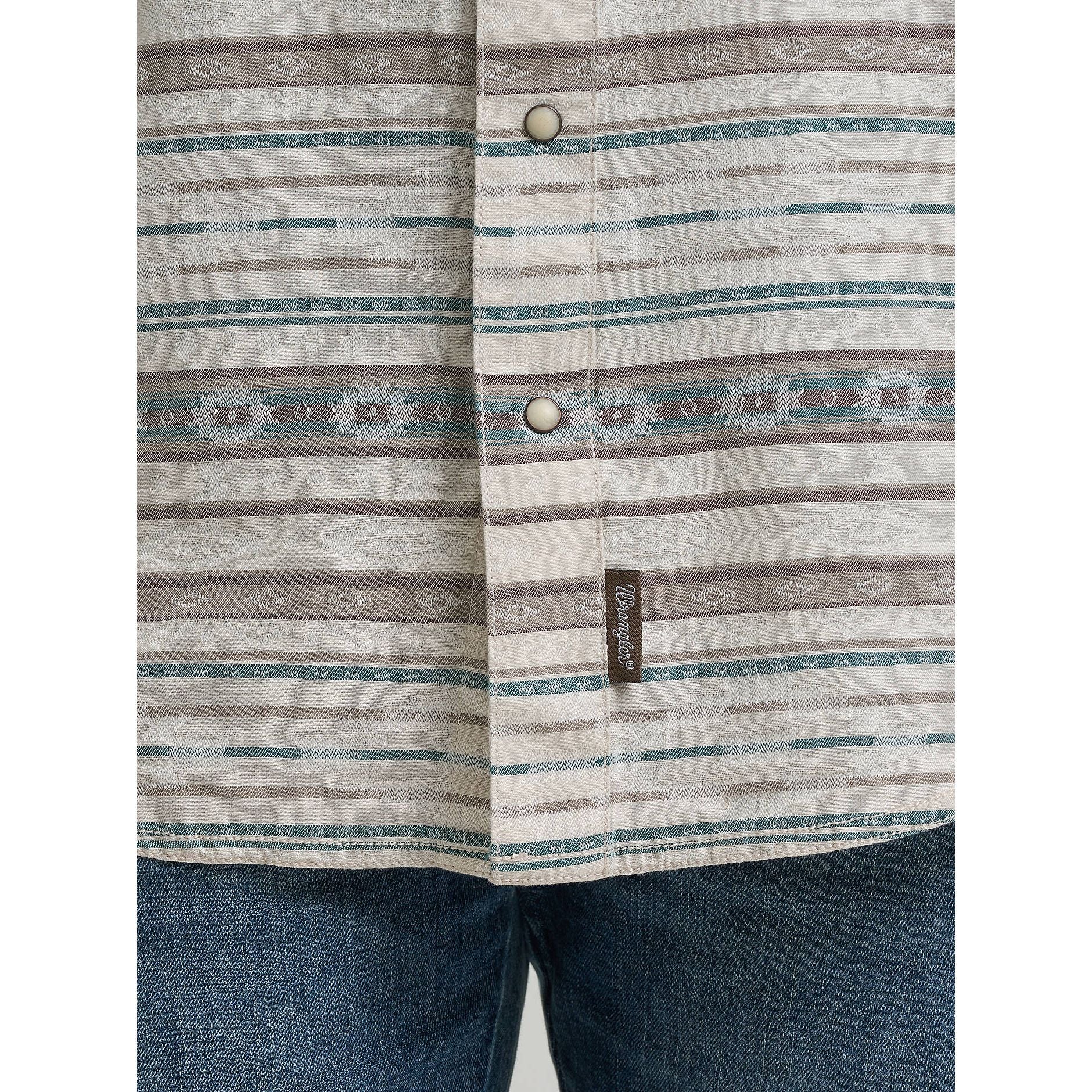 Men's Wrangler Retro Premium Long Sleeve Western Snap Printed Shirt-Neutral Taupe