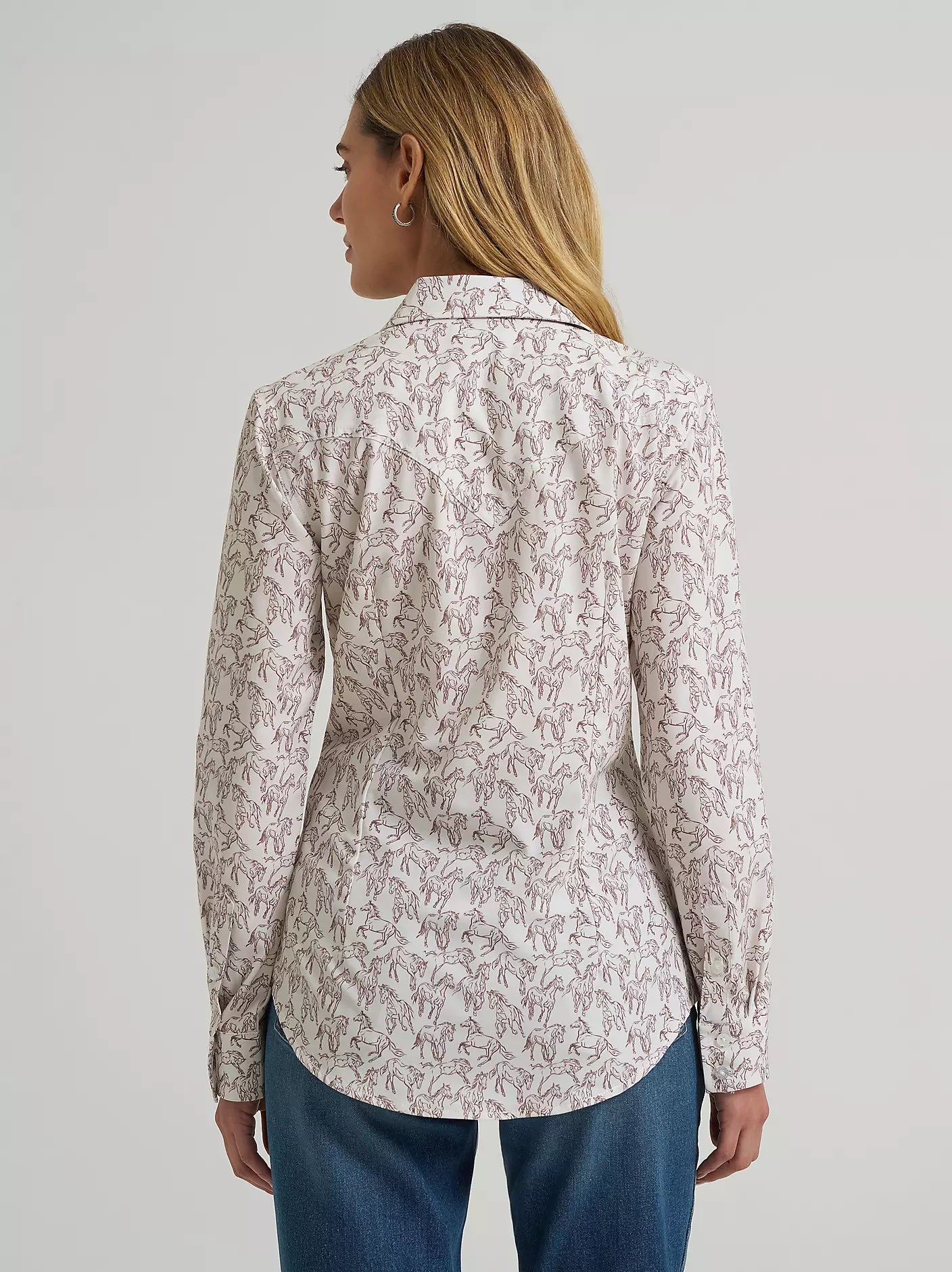 Women's Wrangler Aria Performance Shirt-White Horse Print