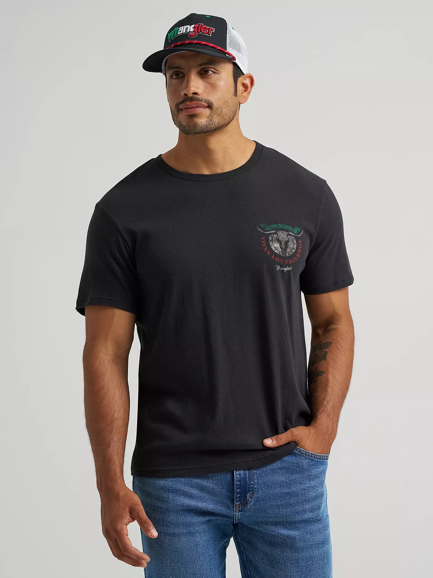 Men's Wrangler Viva La Tradicion Back Graphic T-Shirt-Phantom - CWesternwear