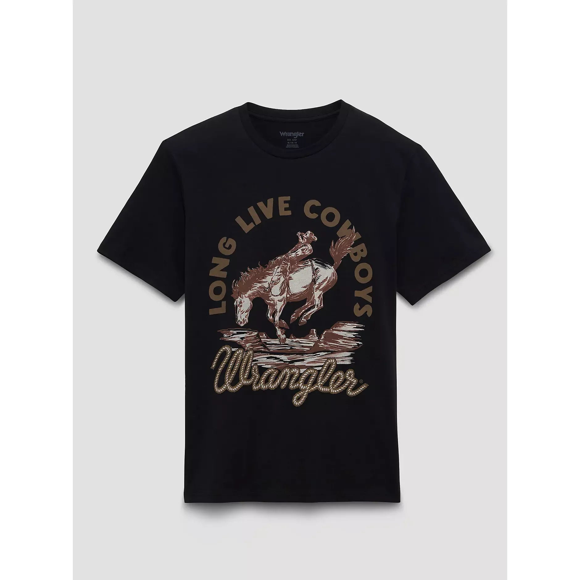 Men's Wrangler Sepia Cowboy Graphic T-Shirt-Jet Black